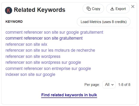 Comment référencer son site sur Google - Related keywords