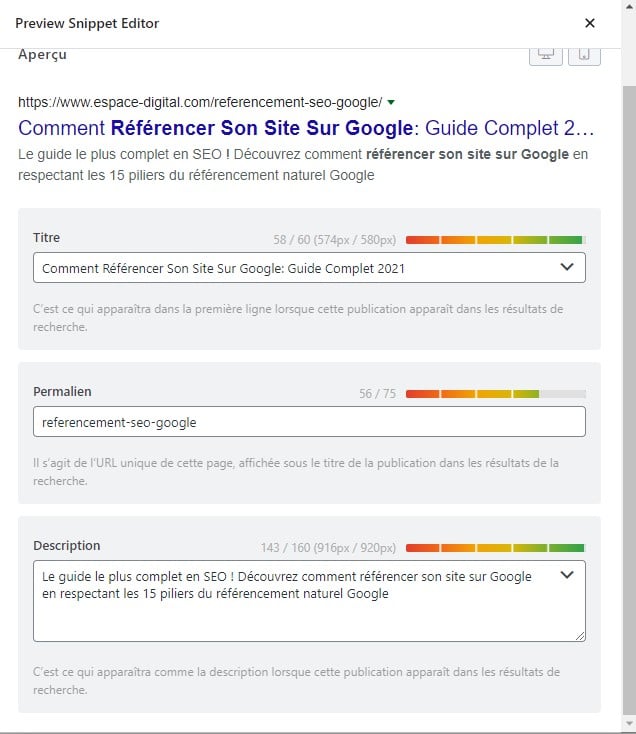 Comment référencer son site sur Google - Snippet Editor de Rank Math